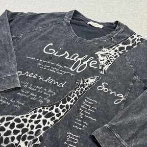 Jess & Jane Lightweight Sweatshirt Womens Medium Gray Giraffe Graphic 3/4 Sleeve